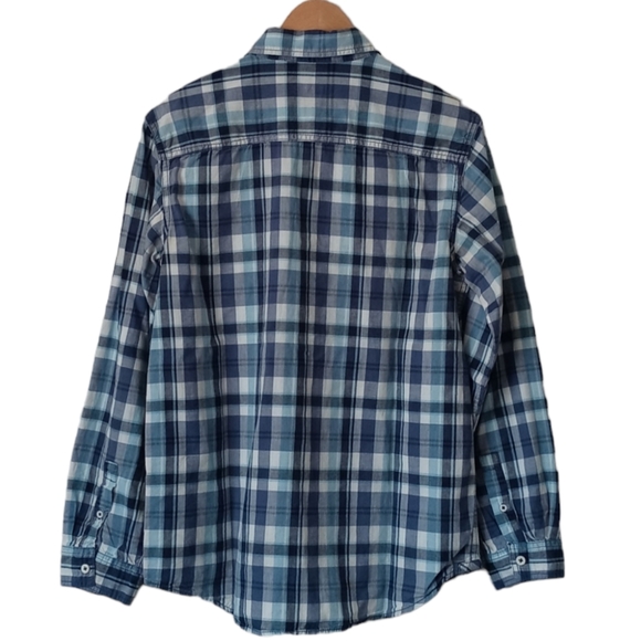 Cherokee Boys Plaid Long Sleeve Button-Down Shirt.Size XL(16 /18).Blue, White. - Picture 2 of 11